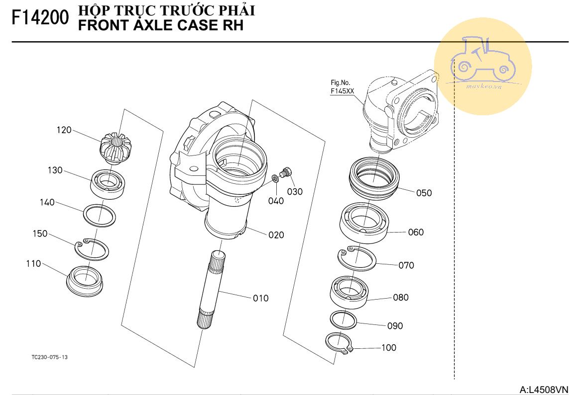 hộp trục trước phải